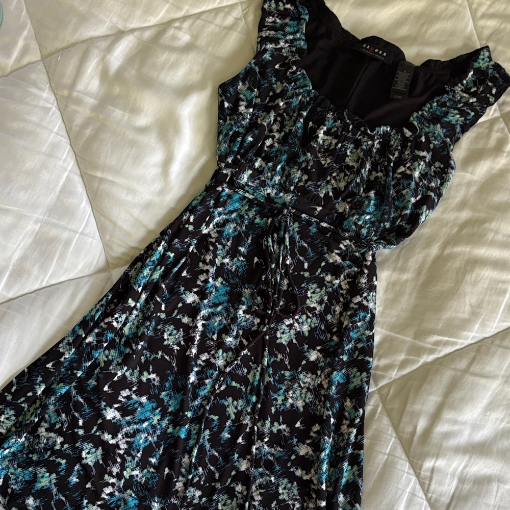 Axcess Black and Teal Floral Maxi Dress